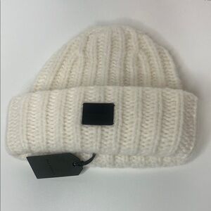 ALL SAINTS traveling rib cuff patch beanie hat NWT